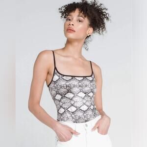 Free People Basique Bodysuit Thong Snakeskin, Size Medium